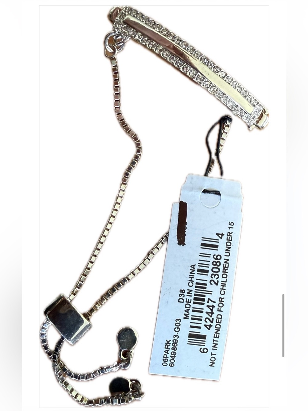 $3 DKNY Silver Crystal Bar Slider Bracelet